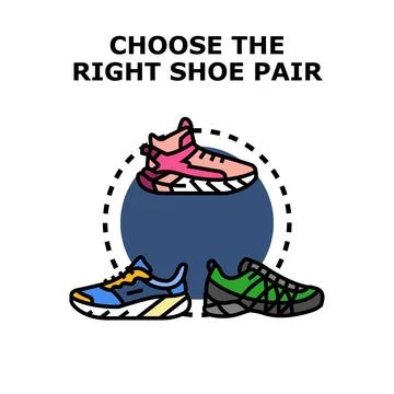 Choosing the right shoe pair for selection concept Stock Illustration