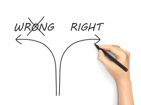 Choosing the right way instead of the wrong one 스톡 일러스트