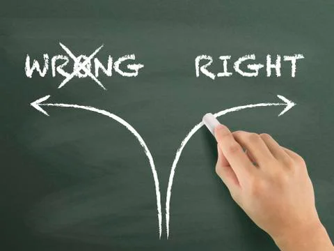 Choosing the right way instead of the wrong one Stock Illustration