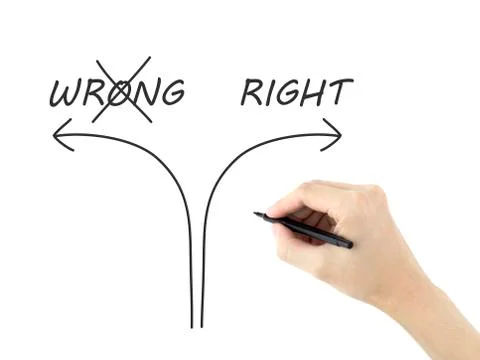 Choosing the right way instead of the wrong one Stock Photos