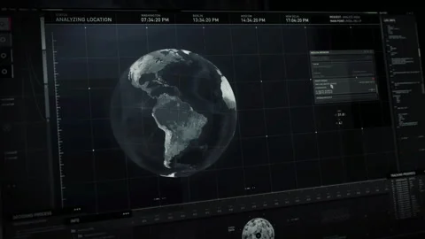 Choosing Satellite Surveillance System For Target Scan On Display Interface Stock Footage 282775977