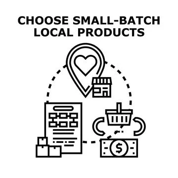 Choosing small batch local products for purchase concept Stock Illustration