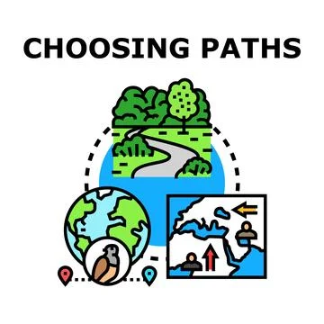 Choosing various paths for life journey concept Stock Illustration