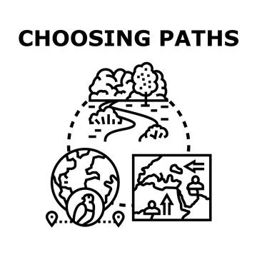 Choosing various paths for life journey concept Stock Illustration