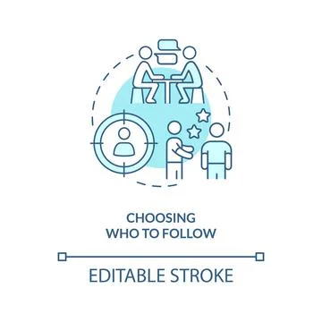 Choosing who to network blue concept icon Stock Illustration