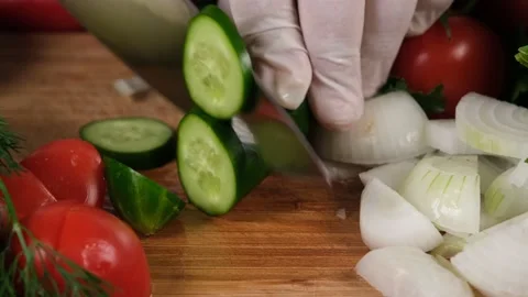 Chop a cucumber Stock Footage 218419190
