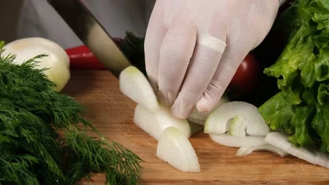Chop the onion Stock Footage 218968986