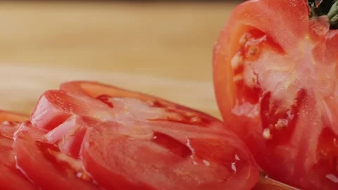 Chop tomato close up, Diced tomatoes on a cutting board for Italian sauce, chef Stock Footage 240348088