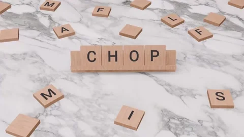 Chop word written on scrabble Stock Footage 256393080