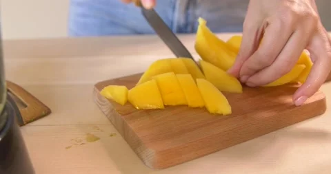 Choping mango Stock Footage 148186206