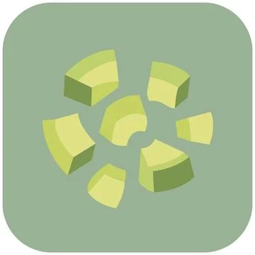 Chopped avocado cubes pieces flat food icon Stock Illustration