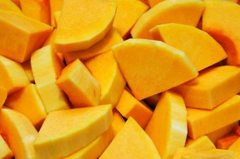 Chopped butternut squash background Stock Photos