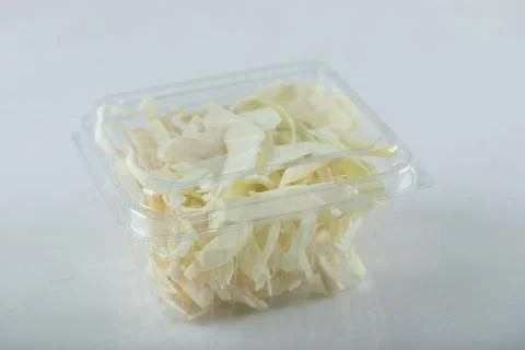 Chopped Cabbage inside of plastic container Stock Photos