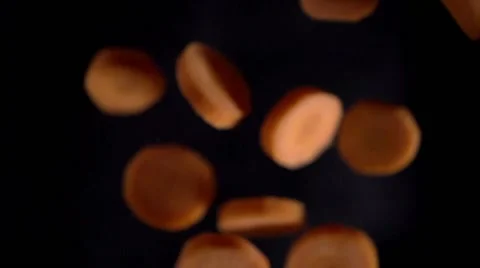 Chopped carrots flies up Stock Footage