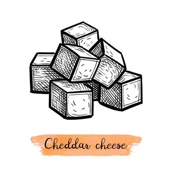 Chopped cheddar cheese. Stock Illustration