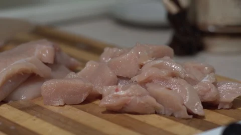 Chopped chicken on a board Stock Footage 125198068
