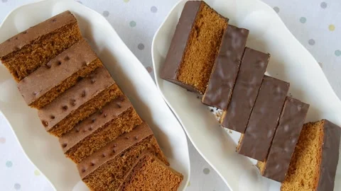 Chopped chocolate biscuit on a plate. Stock Footage 302472968