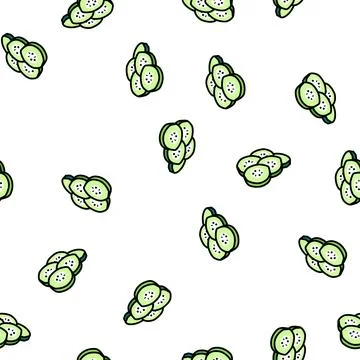 Chopped cucumber vector seamless pattern Stock Illustration