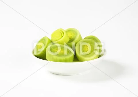 Chopped fresh leek Stock Photos