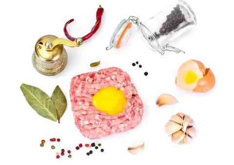 Chopped Meat on White Background Stock Photos