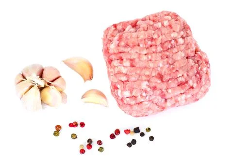 Chopped Meat on White Background Stock Photos
