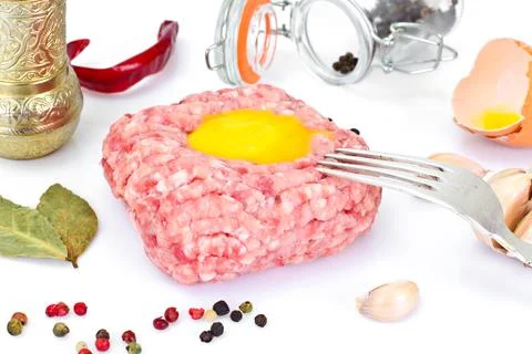 Chopped Meat on White Background Stock Photos