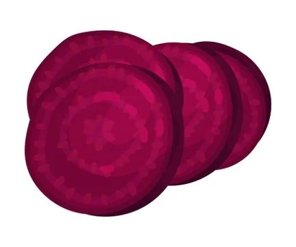 Chopped or Sliced Purple Beetroot Isolated on White Background Vector Illustrazione stock