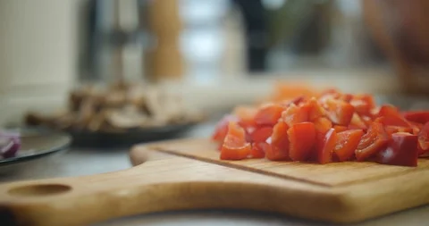Chopped paprika closeup Stock Footage 87861223