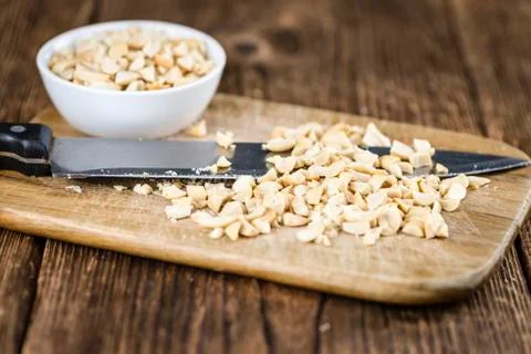 Chopped Peanuts (close-up shot; selective focus) Stock Photos