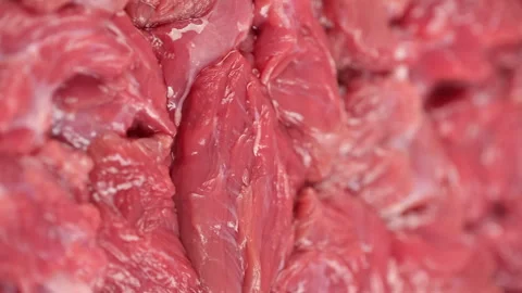 Chopped raw beef meat, rotation. Vertical video Stock-Footage 250237851