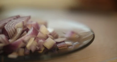 Chopped red onion closeup Stock Footage 87861266