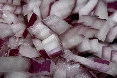 Chopped red onions close up vegetables for cooking Stock Photos