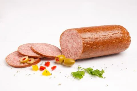 Chopped salami with vegetables Stock Photos