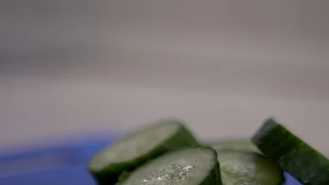 Chopped slices of cucumber. Stock Footage 130168601