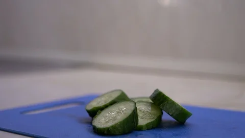 Chopped slices of cucumber. Stock Footage 130168880