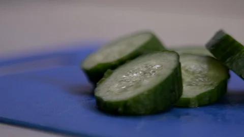 Chopped slices of cucumber. Stock Footage 130169027