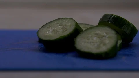 Chopped slices of cucumber. Stock Footage 130169328