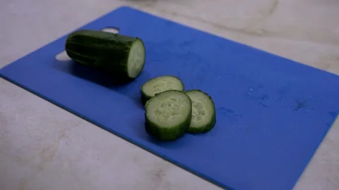 Chopped slices of cucumber. Stock Footage 130170606