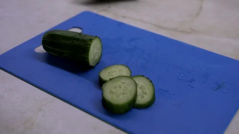 Chopped slices of cucumber. Stock Footage 130170807