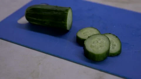 Chopped slices of cucumber. Stock Footage 130171090