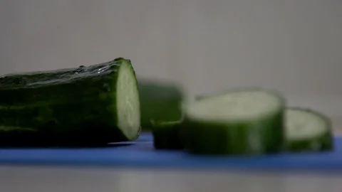 Chopped slices of cucumber. Stock Footage 130171626