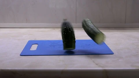 Chopped slices of cucumber. Stock Footage 130172393