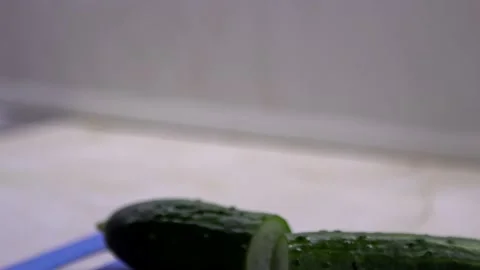 Chopped slices of cucumber. Stock Footage 130172845