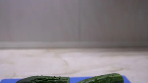 Chopped slices of cucumber. Stock Footage 130173157