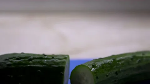 Chopped slices of cucumber. Stock Footage 130173323