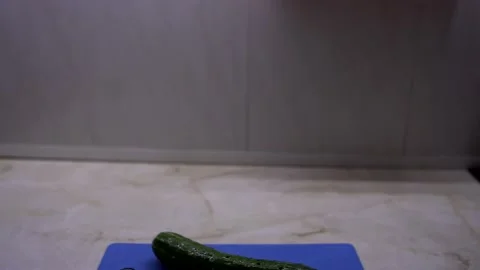 Chopped slices of cucumber. Stock Footage 130183396
