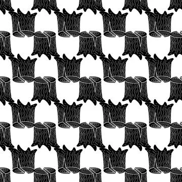 Chopped stump pattern seamless vector Stock Illustration