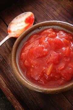 Chopped tinned tomatoes Stock Photos