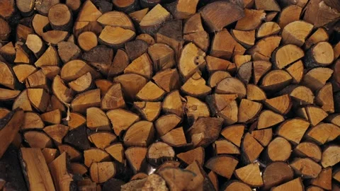 The chopped trees is stacked in a large log woodpile in the yard. Stock Footage 167503635