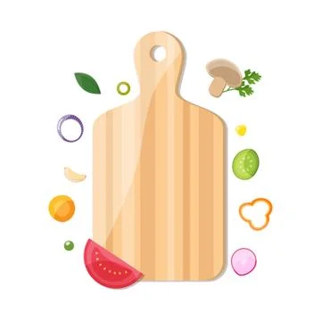 Chopped vegetable with cutting board. Set for salad. Stock Illustration